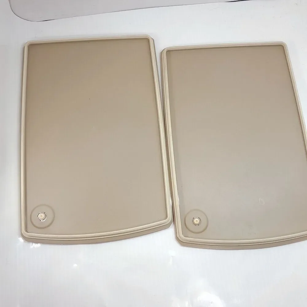 Tupperware Shelfsmart Set 2 Almond Lid Cover 5321A-2 5321A-3 5321 Tan Brown
